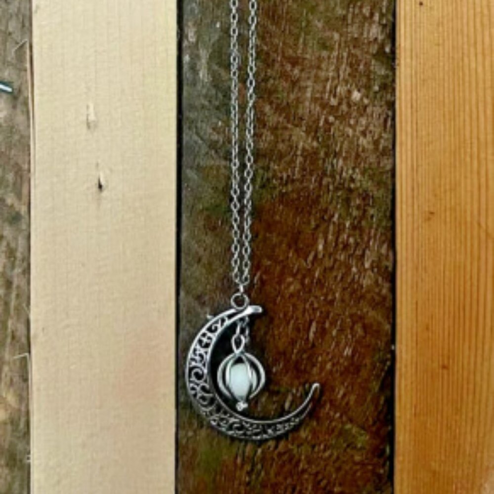 Glow-in-the-dark crescent moon necklace